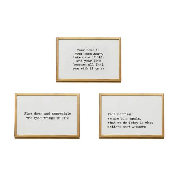 3-pieces Metal & Glass Framed Engaging and Uplifting Accent Piece Typography Art Print 4 in. x 6 in. .