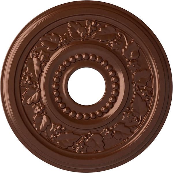 Ekena Millwork 7/8 in. x 16-1/8 in. x 16-1/8 in. Polyurethane Genevieve Ceiling Medallion, Hand-Painted Copper Penny