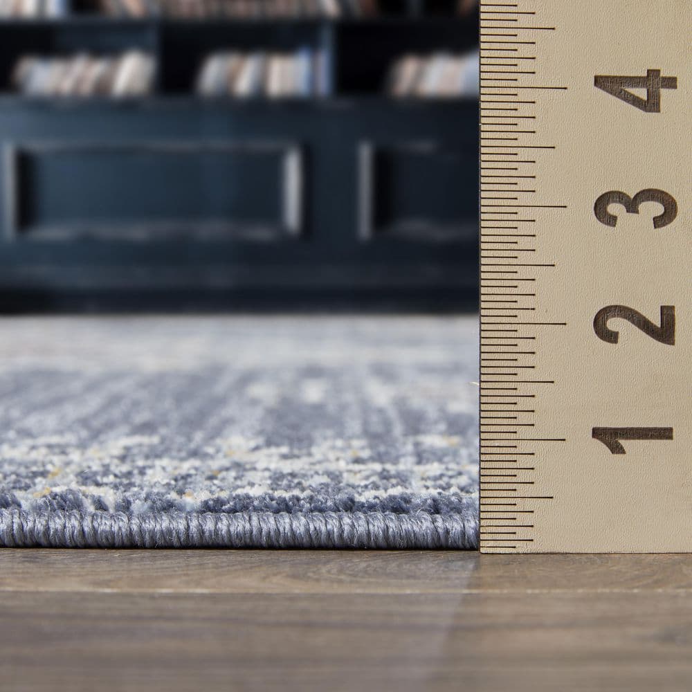 Blue Southwestern 5' x 7' Stain-Resistant Synthetic Area Rug