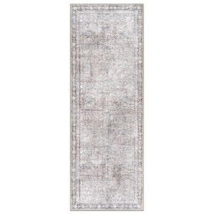 Amber Olive 2 ft. 6 in. x 7 ft. Vintage Inspired Machine Washable Non Slip Runner Rug