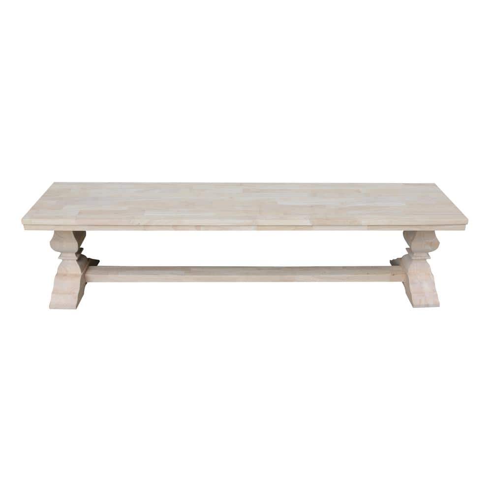 White Wood Traditional Trestle Bench for Living Room