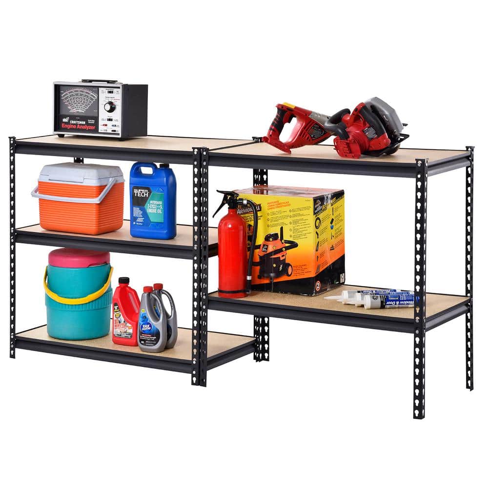 Heavy-Duty Workshop 5-Tier Steel & Wood Shelving Unit, 36"W x 18"D x 72"H, Black