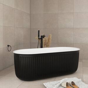 67 in. x 31 in. Freestanding Soaking Bathtub with Center Drain in Black with White