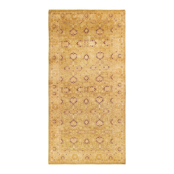 Mogul Green 6 ft. x 13 ft. Oriental Wool Indoor Runner Rug