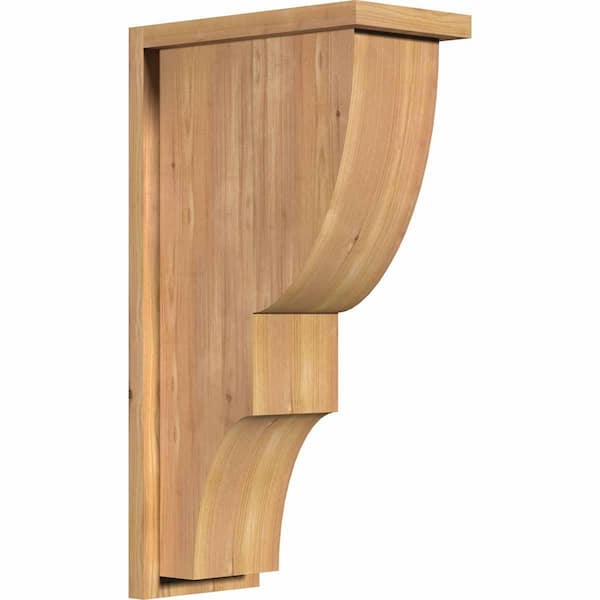 Ekena Millwork 7-1/2 in. x 14 in. x 26 in. Western Red Cedar Ridgewood Smooth Corbel with Backplate
