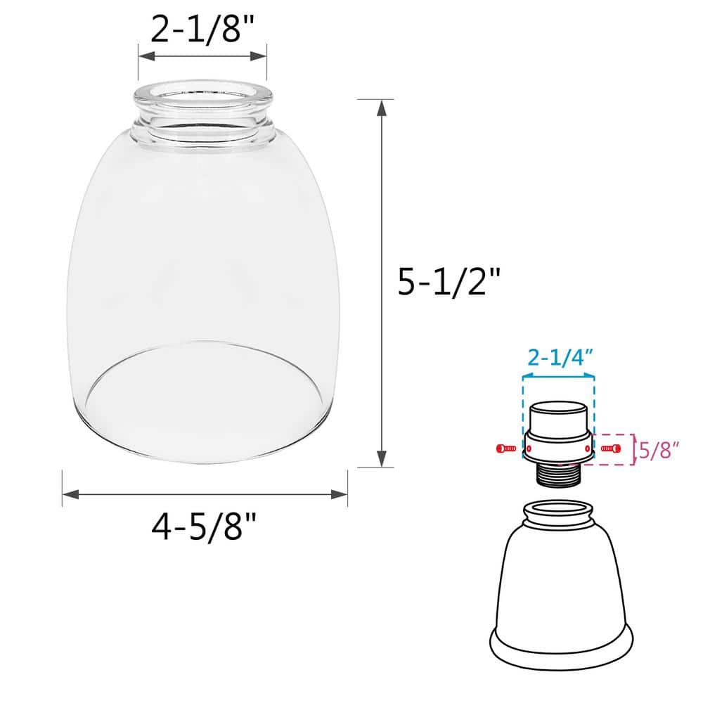 Clear Glass Bell Replacement Shades, 5.5" Height, 4 Pack
