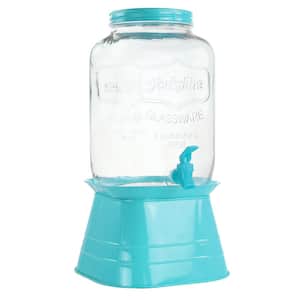 Chiara 2 Gallon Glass Mason Jar Dispenser with Metal Lid and Base in Blue