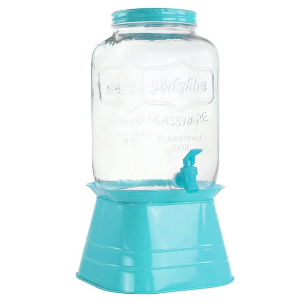 2 Gallon Glass Beverage Dispenser Can Be Used with Metal Base