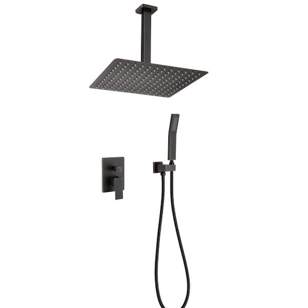 Satico Single Handle 2-Spray Ceiling Mount 10 in. Shower Faucet 2.5 GPM with Adjustable Head in Oil-Rubbed Bronze