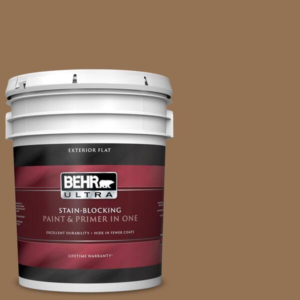 BEHR ULTRA 5 gal. #UL140-21 Toffee Bar Flat Exterior Paint and Primer in One