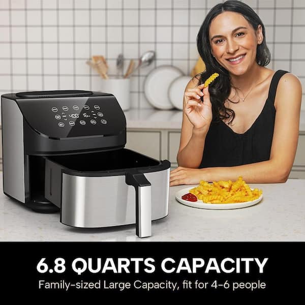 Lynzavix 6.8 Qt. Stainless Steel Air Fryer with 10-in-1 Functions