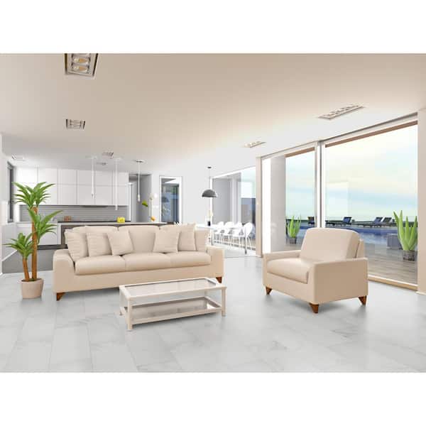 Pietra Carrara 12 in. x 24 in. Polished Porcelain Stone Look Floor and Wall Tile (16 sq. ft./Case)