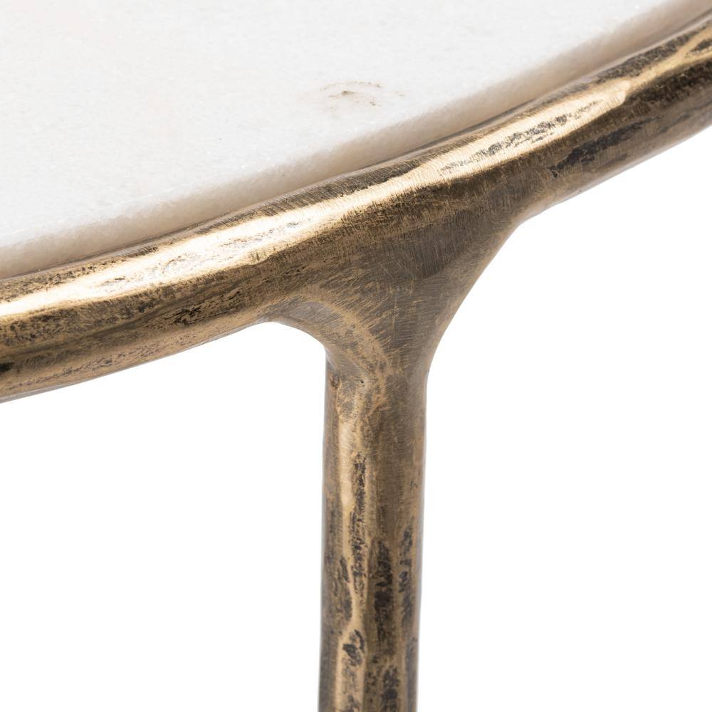 Aristocratic Airy Glamour 36'' Demilune Brass & White Marble Console Table