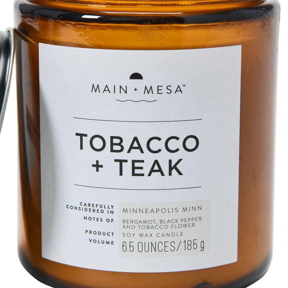 Amber Glass Jar Soy Candle with Lid, 6.5 oz