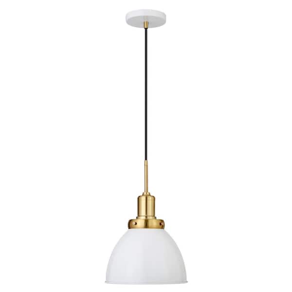 Meyer&Cross Madison 1-Light Matte White and Brass Metal Pendant