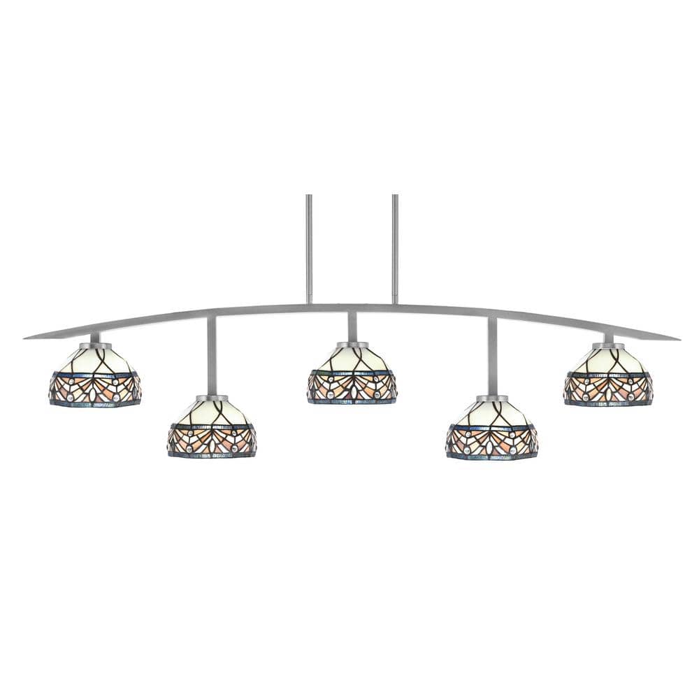 Siena 51.25 in. 5-Light Graphite Chandelier with 7 in. Royal Merlot Art Gla