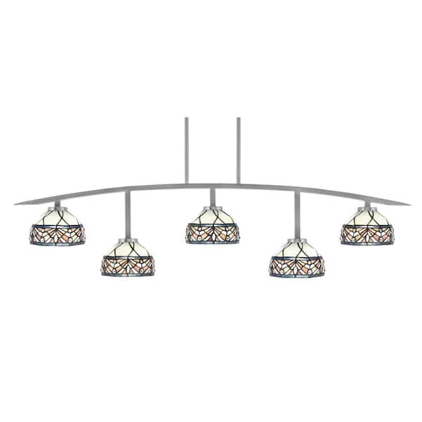 Unbranded Siena 51.25 in. 5-Light Graphite Chandelier with 7 in. Royal Merlot Art Glass Shades, no bulbs included