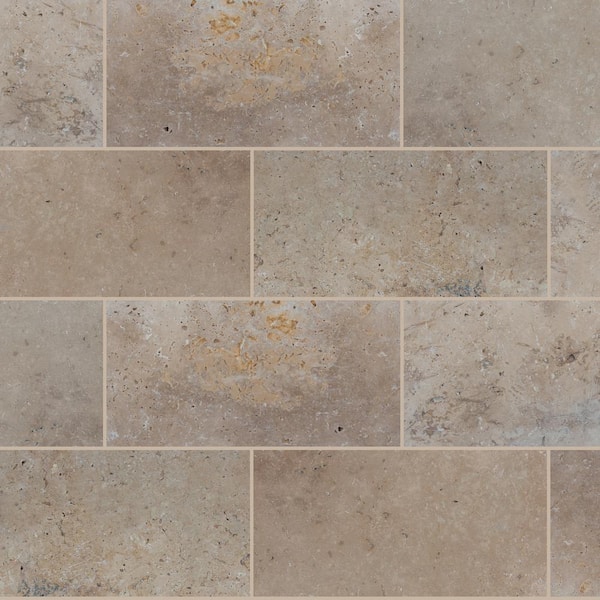 MSI Take Home Tile Sample - Mediterranean Walnut 6 in. x 6 in. Brown Chiseled Travertine Paver Tile (0.25 sq. ft.)