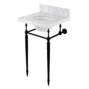 Fauceture 19 in. Marble Console Sink Set with Brass Legs in Marble White/Matte Black