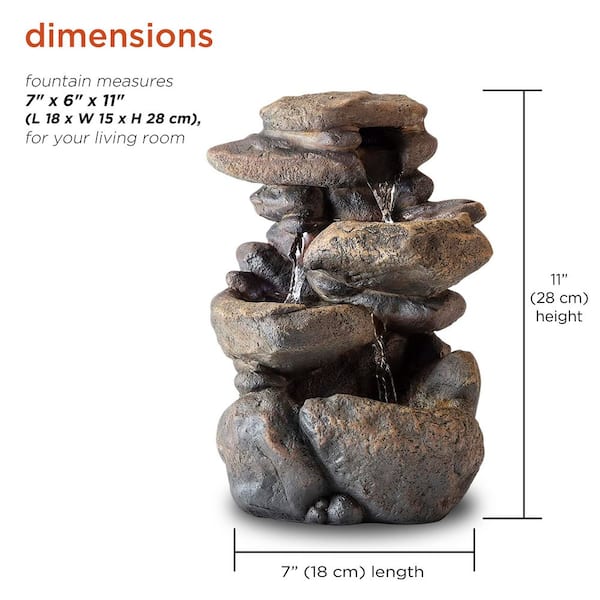 Alpine Corporation 11 in. Tall Indoor 3-Tier Tabletop Stone