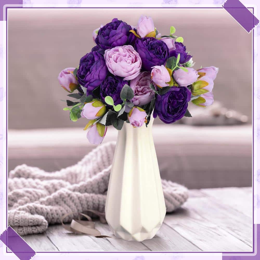 Purple Reusable 12 in. Height Artificial Peony Flowers