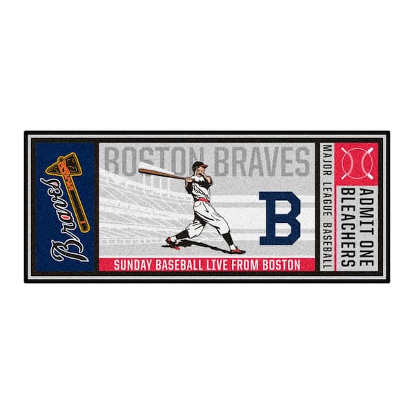 FANMATS Boston Braves Gray 2 ft. 6 in. x 6 ft. Ticket Runner Rug