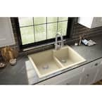 QT-811 Quartz 33 in. 60/40 Double Bowl Drop-In Kitchen Sink in Bisque