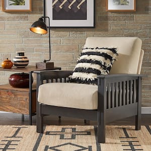 Beige Wood Mission-Style Accent Side Chair