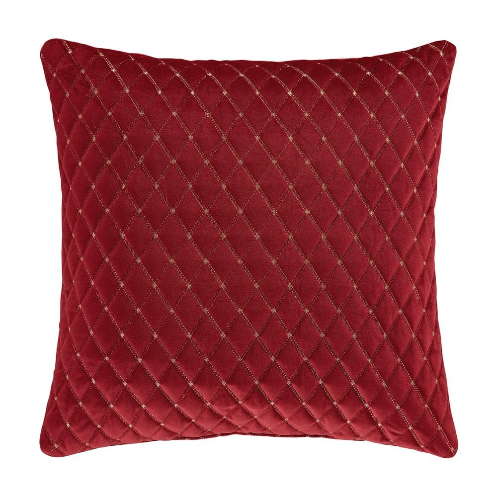 Grandeur Crimson Embroidered Square Throw Pillow Set