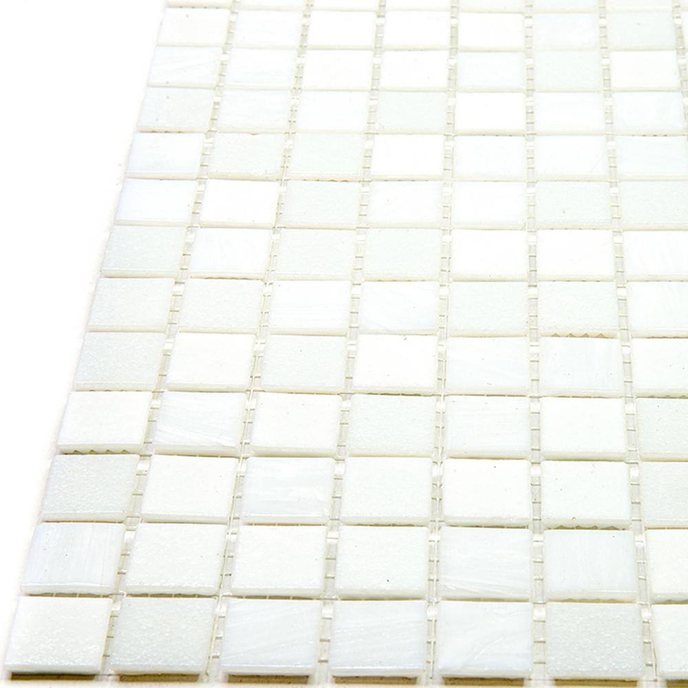 Pearl White 12" x 12" Iridescent Glass Mosaic Tile