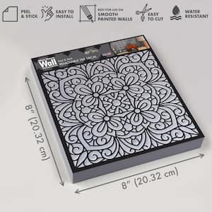 8 in x 8 in Silver Inked Garden Foil Peel and Stick Paper Tile Backsplash (24-Pack)