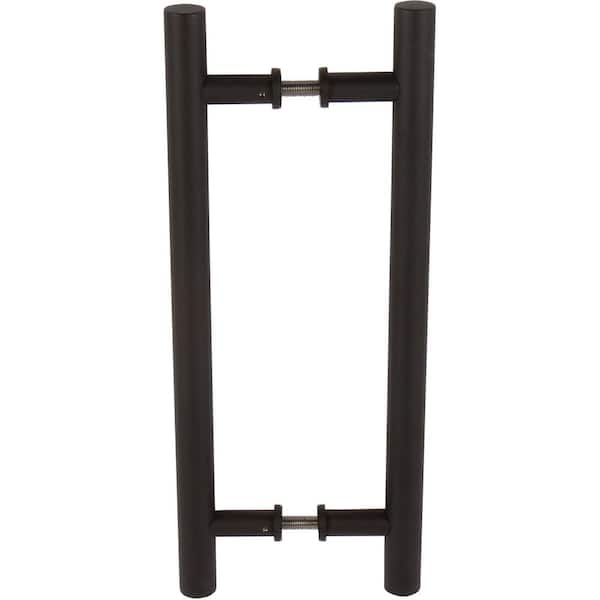 DELANEY HARDWARE 15-3/4 in. Black Barn Door Hardware Double Sided Round Pull Handle