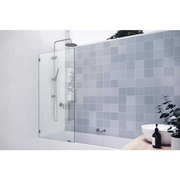 Glass Warehouse 31 in. W x 58.25 in. H Fixed Frameless Shower Bath Panel