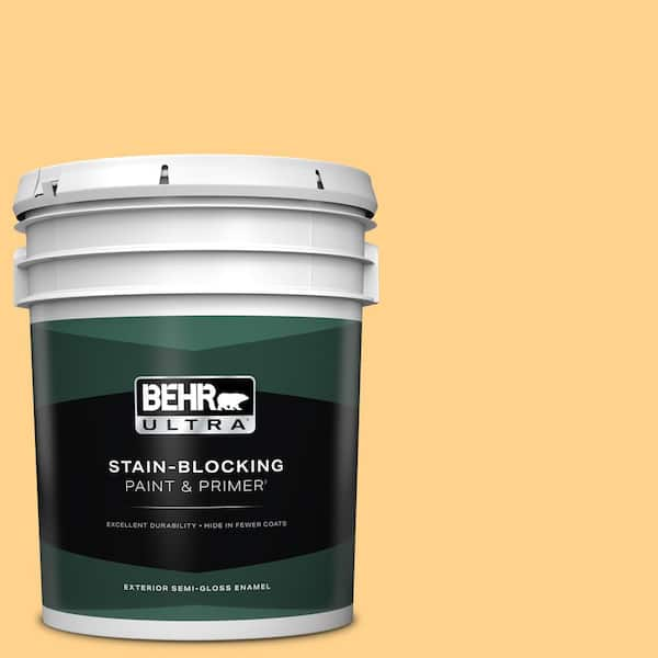 BEHR ULTRA 5 gal. #300B-5 Honey Bird Semi-Gloss Enamel Exterior Paint & Primer