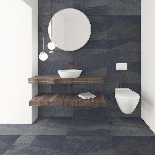 Rumor Black 23.62 in. x 23.62 in. Matte Porcelain Floor and Wall Tile (11.62 sq. ft./Case)