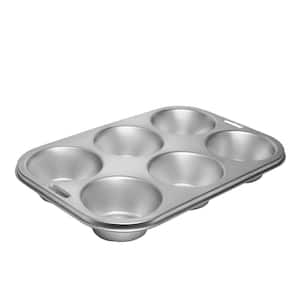 Stainless Steel Extra Large Muffin and Cupcake Pan, 6-Cavity