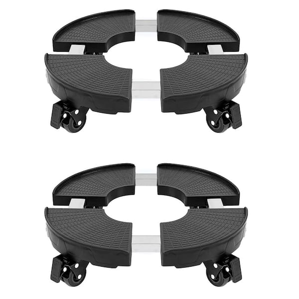 2-Pack Plastic Plant Caddy, 440 lbs Capacity Rolling Plant Stand, Adjustable Plant Dolly (20.4 in. W x 4.1 in. H)