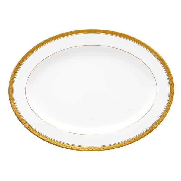 Noritake Crestwood Gold 16 in. (Gold) Porcelain Oval Platter