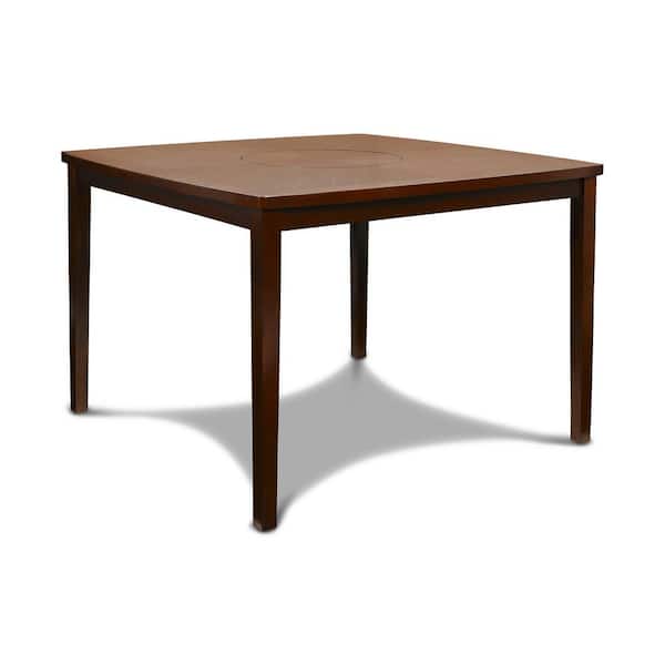 NEW CLASSIC HOME FURNISHINGS New Classic Furniture Dixon Espresso Wood Square Counter Table with Lazy Susan