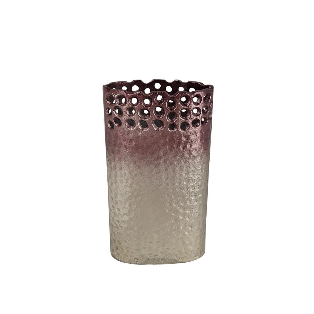 3 L x 6-3/4 W x 11-3/4 H, 2 Tone Aluminum Solid Vase, Centerpiece Ho