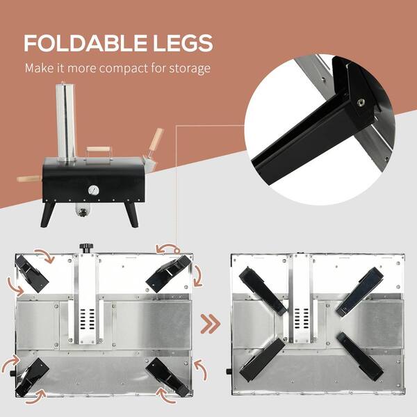Outsunny 32 in. Metal Burning Wood Fired Fuel Outdoor Pizza Oven