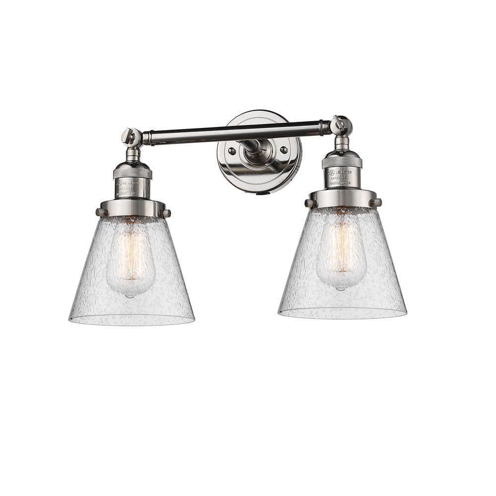 Innovations Small Cone 16 In 2 Light Polished Nickel Vanity Light With   Polished Nickel Innovations Vanity Lighting 208 Pn G64 64 1000 