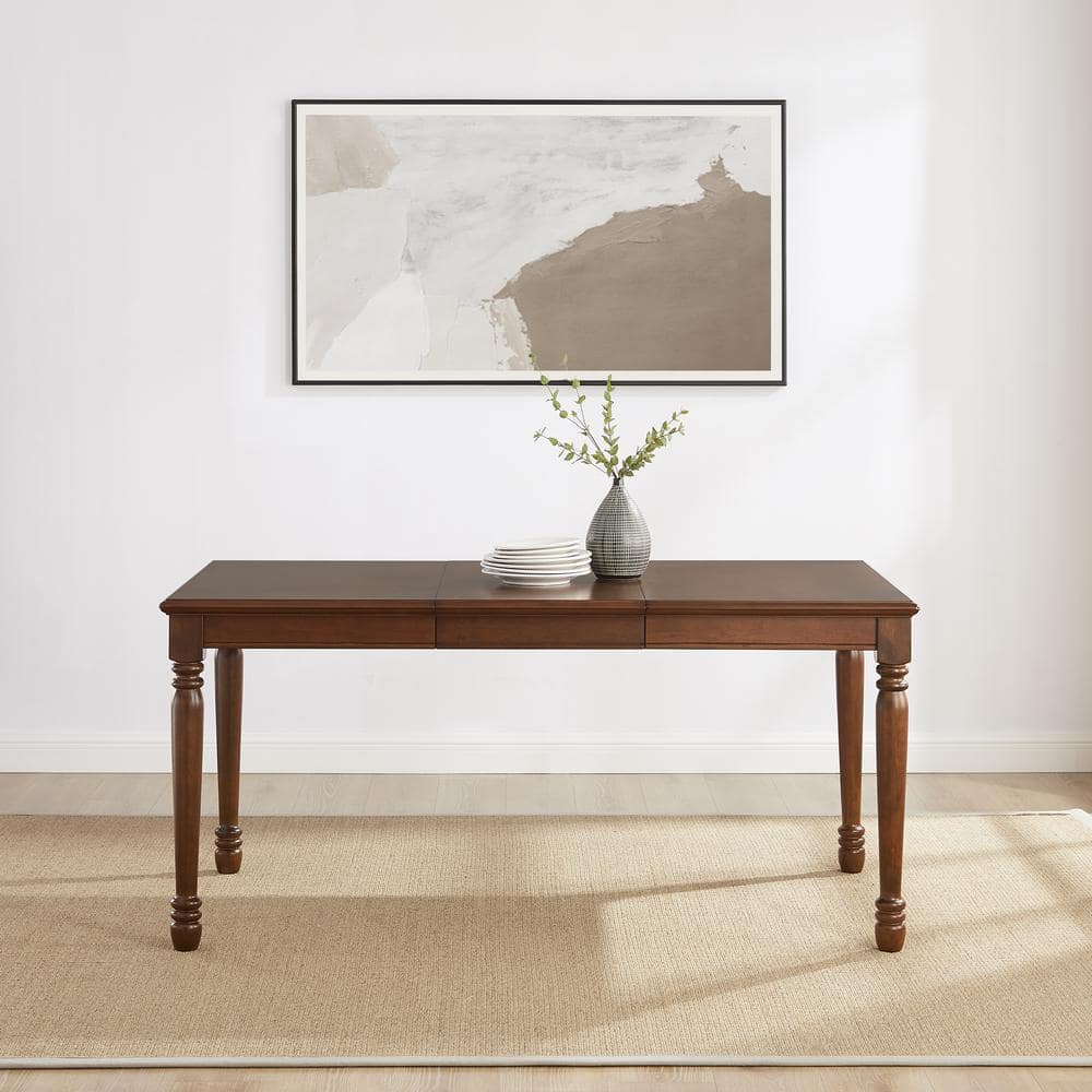 Dark Cherry Extendable Wood Dining Table for Six