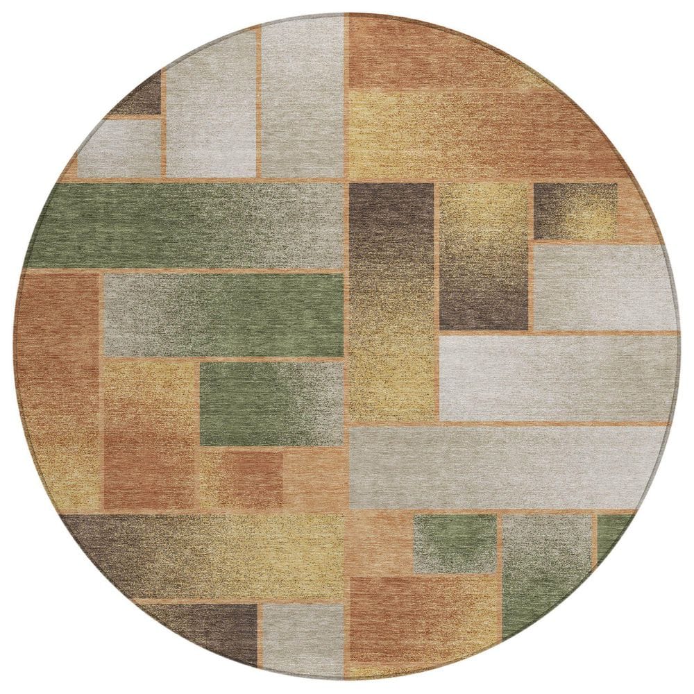 Chantille Machine Washable Indoor/Outdoor Abstract ACN2709 Copper 8 ft. x 8 ft. Round Rug price history on PriceWatchPro