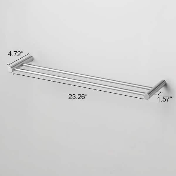 23.62 in. Wall Mounted Bathroom Towel Bar Stainless Steel Bath Accessory Double Towel Bar in Gold