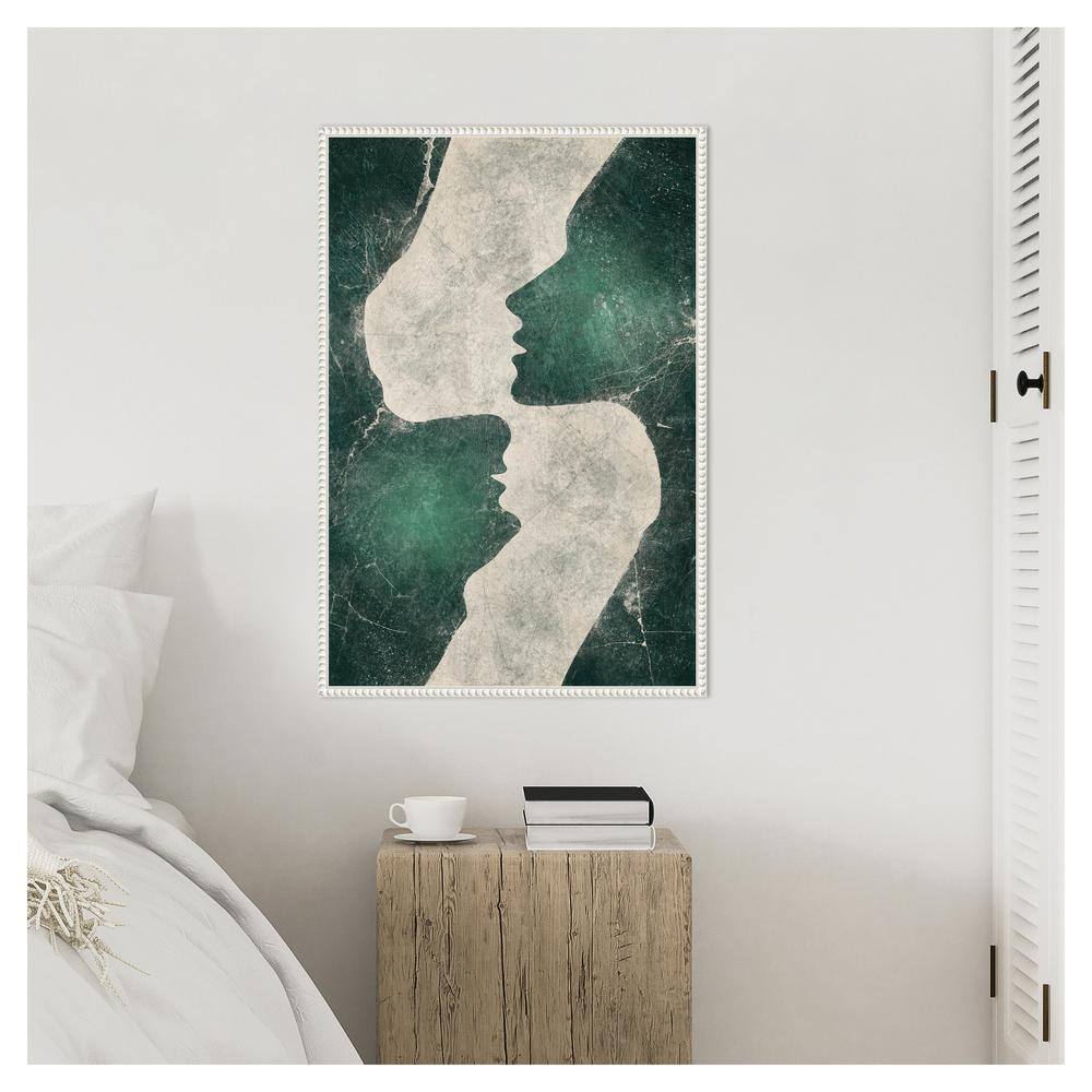 Emerald Love Green and Gray Abstract Canvas Wall Art