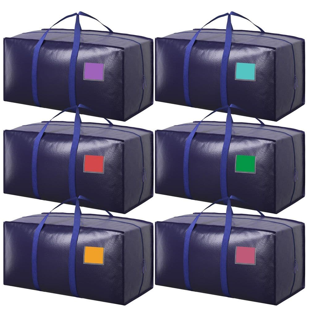 6 Pack Dark Blue Foldable Storage Totes Moving Bags with Full-Open Side Zipper for Moving Dorm and Home Organization price history on PriceWatchPro