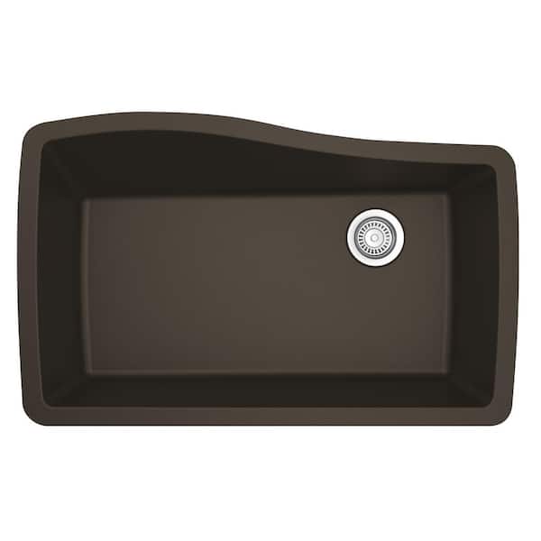 Undermount Quartz/Granite Composite 33 in. Single Bowl Kitchen Sink in Brown
