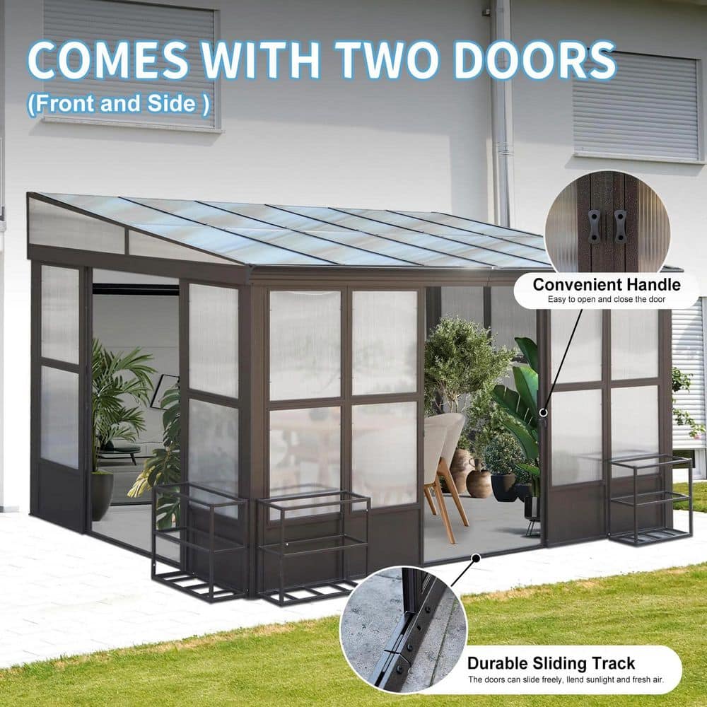 10 ft. x 12 ft. Aluminum All Season Sunroom, Outdoor Permanent Wall Mounted