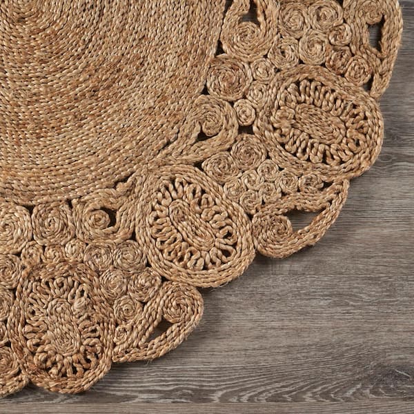 Jim Beige 4 ft. x 4 ft. Round Bloom Boutique Rustic Organic Jute Area Rug